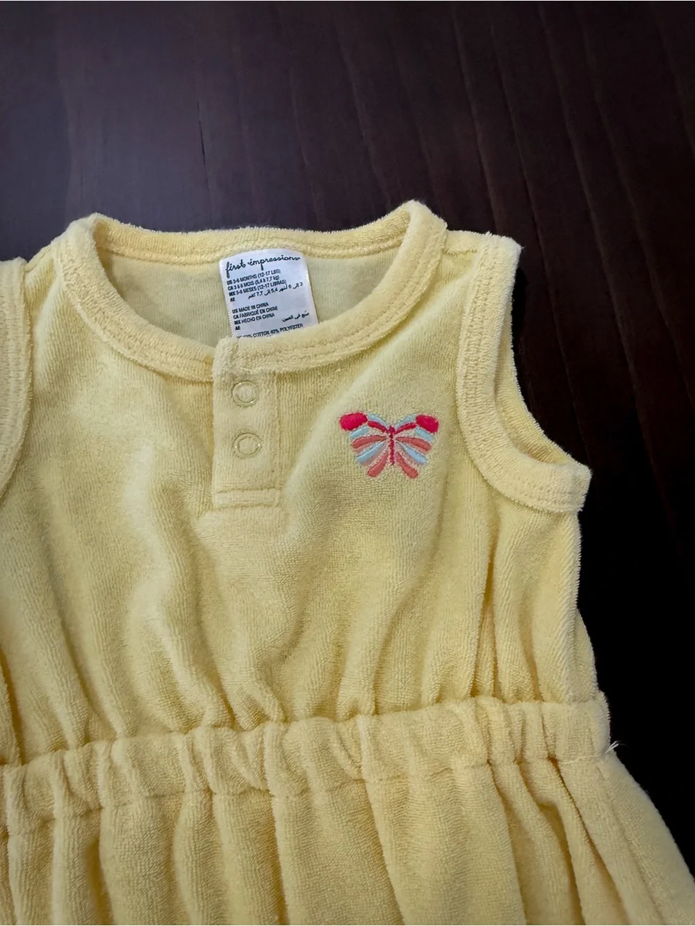 First Impressions Baby Girl Terry Cloth Butterfly Romper 0–3 Months